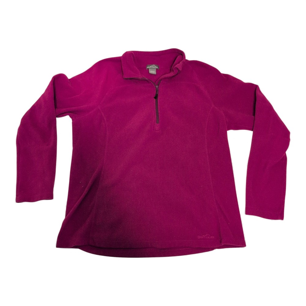 Eddie Bauer Women's Pink Quarter-Zip Fleece Pullover XL